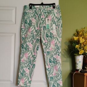 🤑Old Navy Tropical Print chino ankle Length Pants NWT